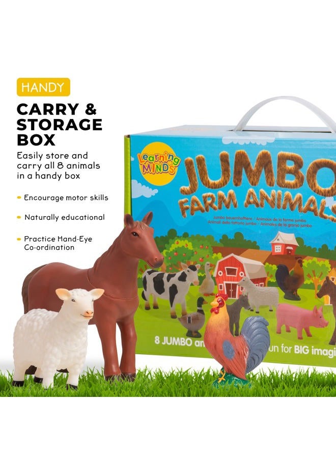 Learning Minds Set of 8 Jumbo Farm Animal Figures - Farm Animals for Toddlers Age 1-3 - Farm Toy for Kids Age 18 Months Plus - Animal Toys for Kids 1,2,3 Years Old - Image 3